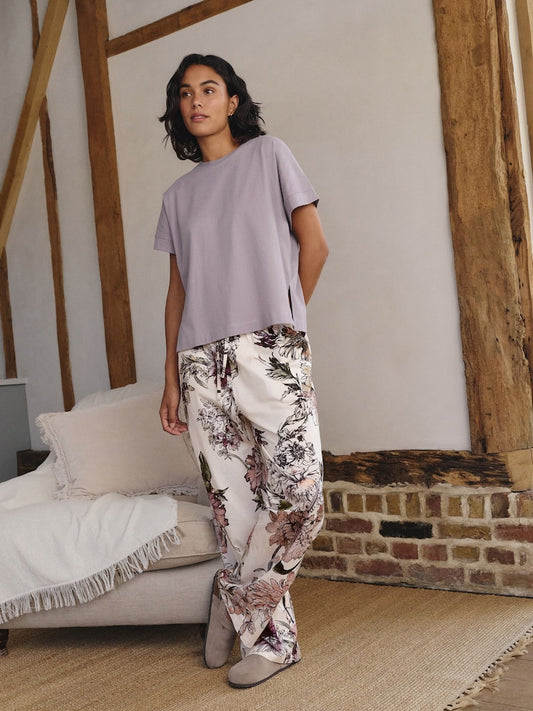 Purple Floral Short Sleeve Pyjamas