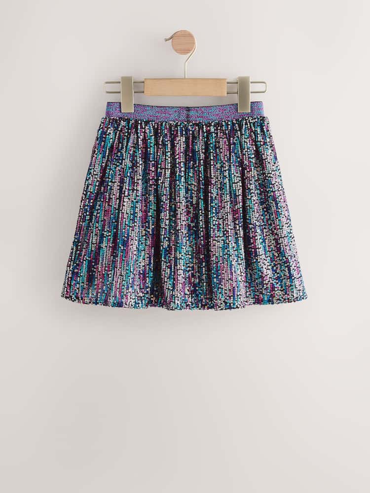 Blue Rainbow Sequin Skirt