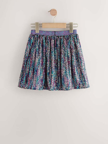 Blue Rainbow Sequin Skirt