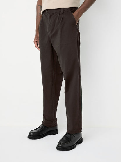 Brown Twin Pleat Regular Relaxed Tapered Chinos