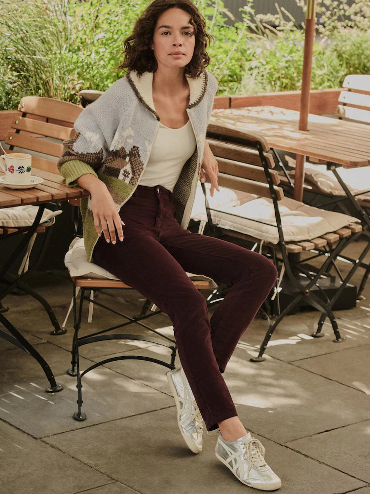 Burgundy Red Slim Velvet Cord Jeans