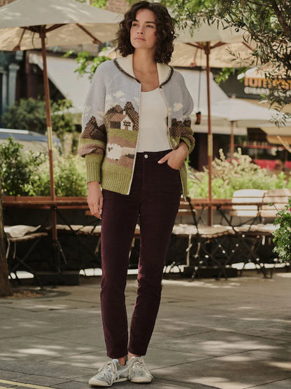 Burgundy Red Slim Velvet Cord Jeans