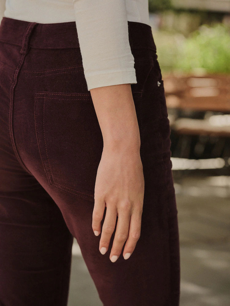Burgundy Red Slim Velvet Cord Jeans