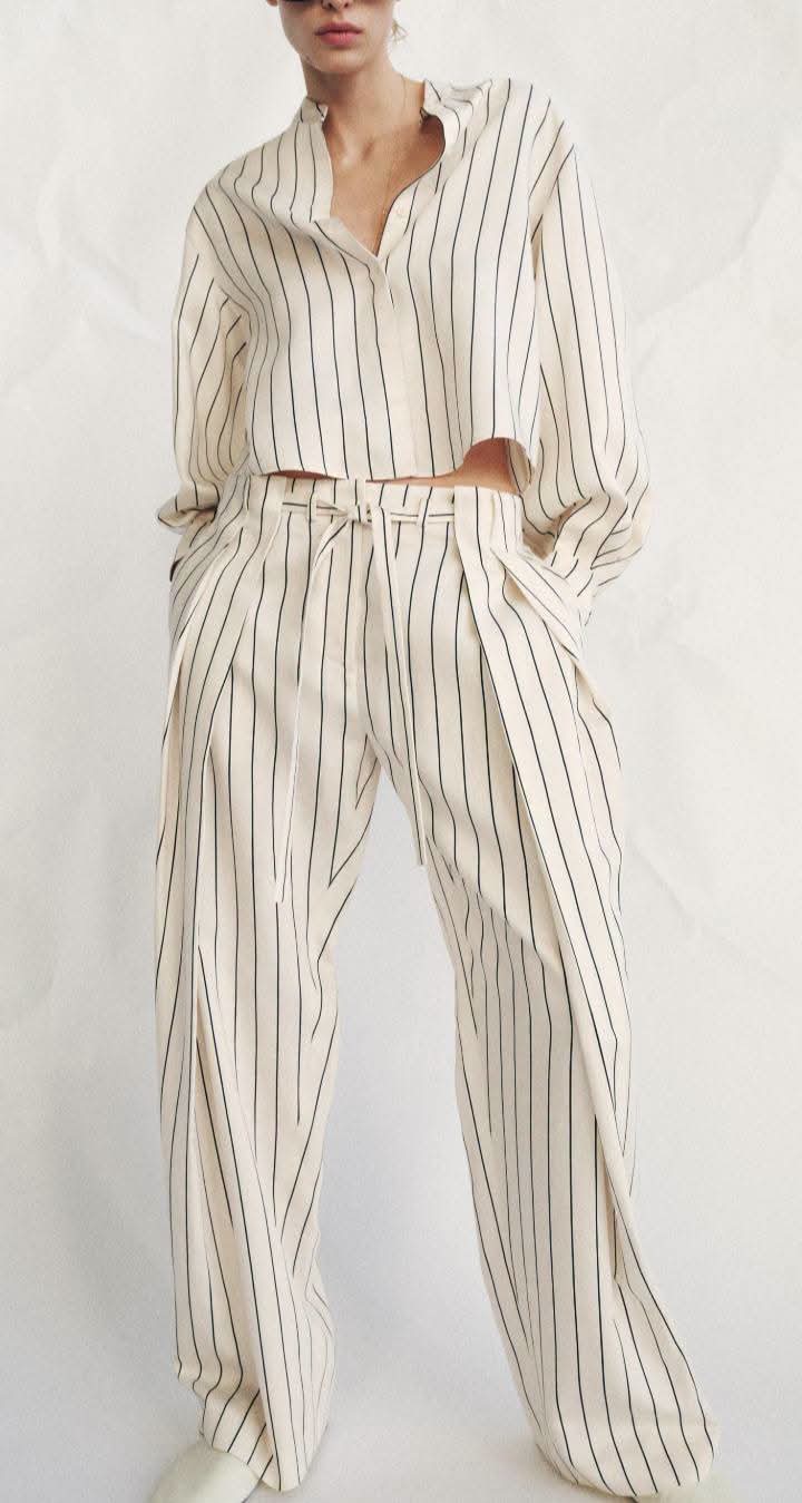 Striped Pleated Pants