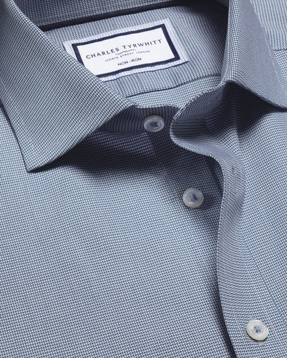 Cutaway Collar Non-Iron Westminster Weave Slim Fit Shirt - Indigo Blue