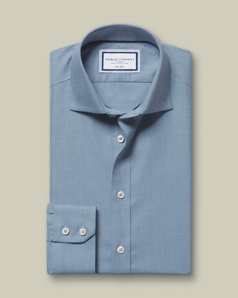 Cutaway Collar Non-Iron Westminster Weave Slim Fit Shirt - Indigo Blue
