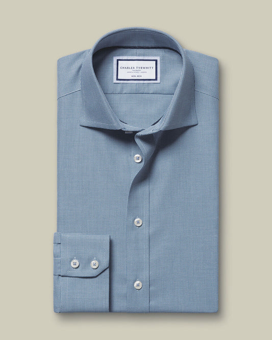 Cutaway Collar Non-Iron Westminster Weave Slim Fit Shirt - Indigo Blue