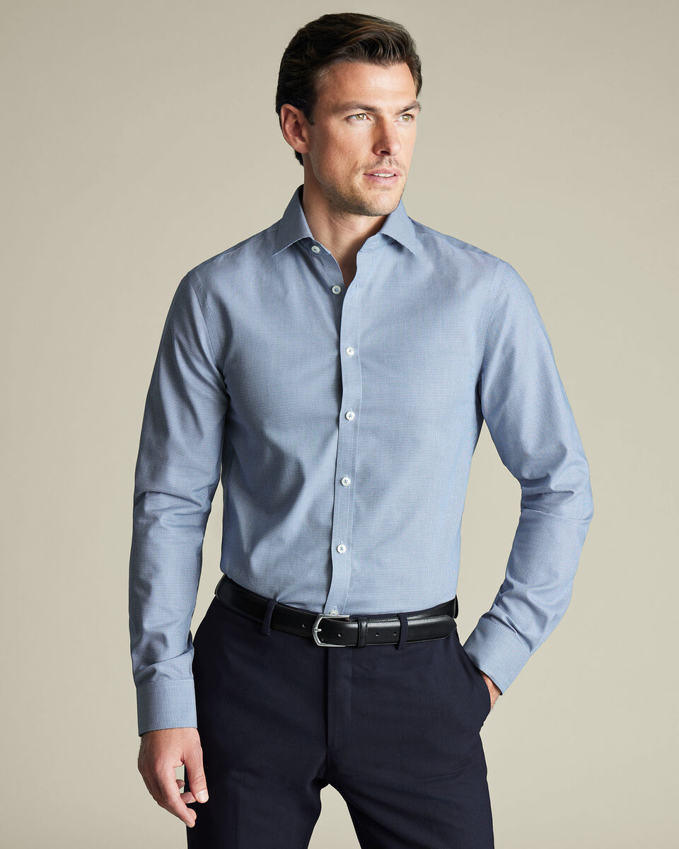 Cutaway Collar Non-Iron Westminster Weave Slim Fit Shirt - Indigo Blue