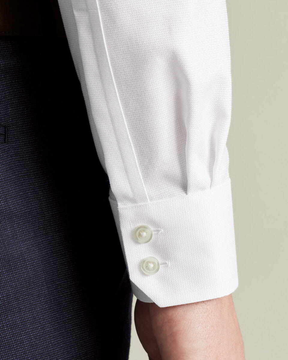 Non Iron stretch Mayfair Weave Slim Fit shirt white