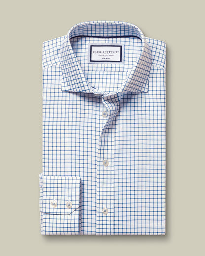 Non-Iron Westminster Weave Check Classic Fit Shirt - Ocean Blue