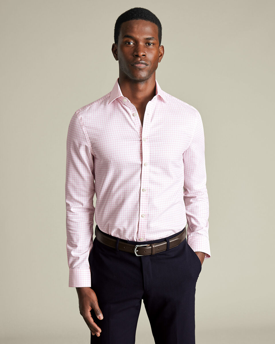 Non-Iron Westminster Weave Check Classic Fit Shirt - Pink