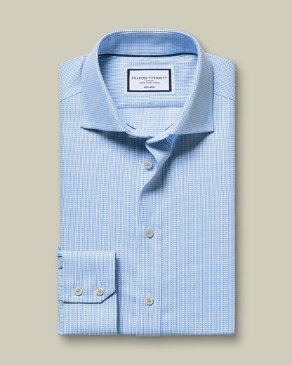 Non Iron Stretch Burlington Weave Slim Fit Shirt - Cornflower Blue