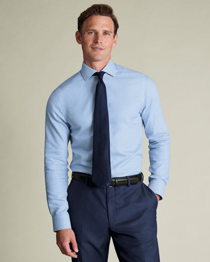 Non Iron Stretch Burlington Weave Slim Fit Shirt - Cornflower Blue