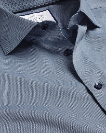 Extra Slim Fit Dark Blue Non-Iron Twill With Trim Collar Shirt