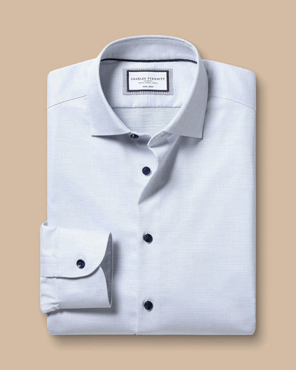 Slim Fit Non-Iron Dot Stretch Texture Shirt - White