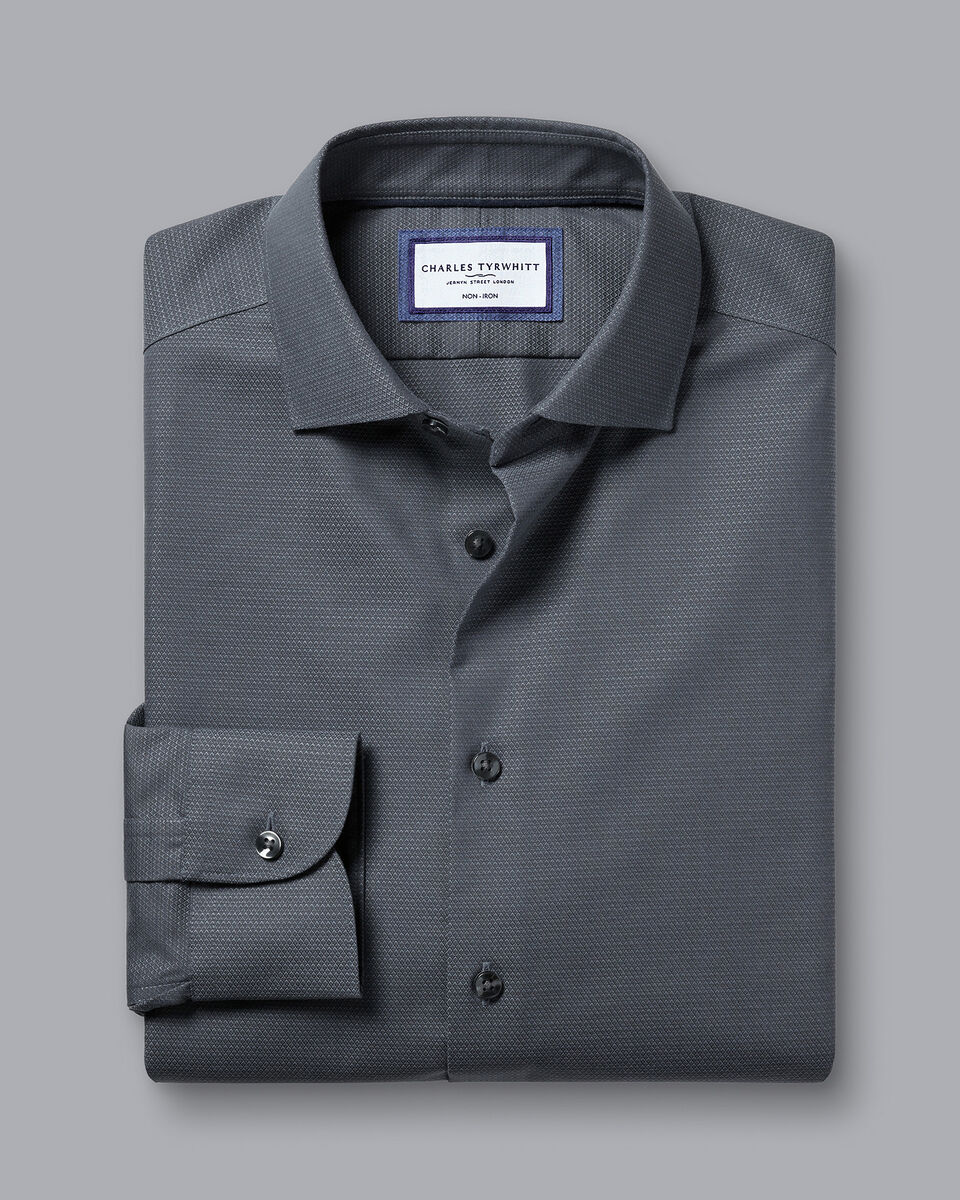 Non - Iron Diamond Texture Stretch Classic Fit Shirt