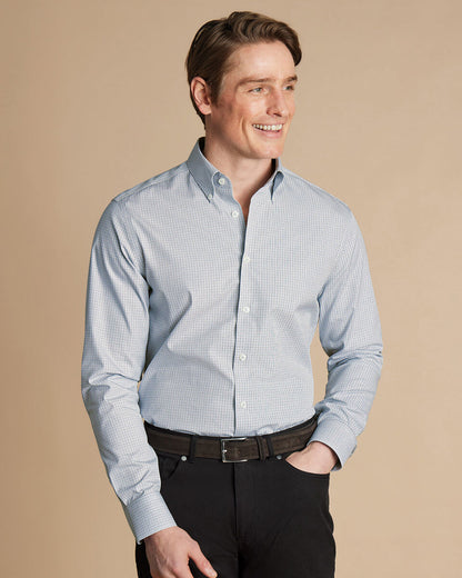 Button Down Non-Iron Oxford Check Classic Fit Black