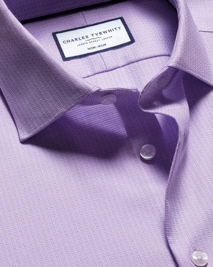 Non-Iron Stretch Texture Classic Fit Shirt - Lilac Purple