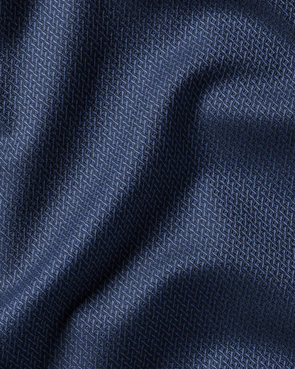 Semi-Cutaway Collar Non-Iron Stretch Texture Shirt - Denim Blue