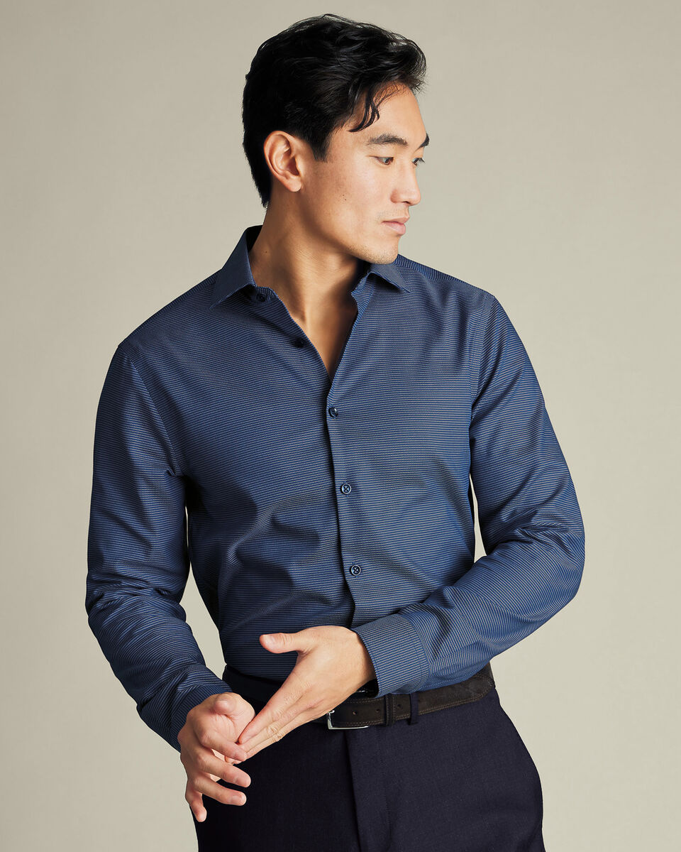 Non-Iron Stretch Circle Texture Shirt - Royal Blue