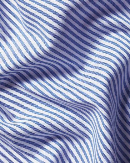 Slim Fit Non-Iron Twill Performance Stripe Shirt - Royal Blue