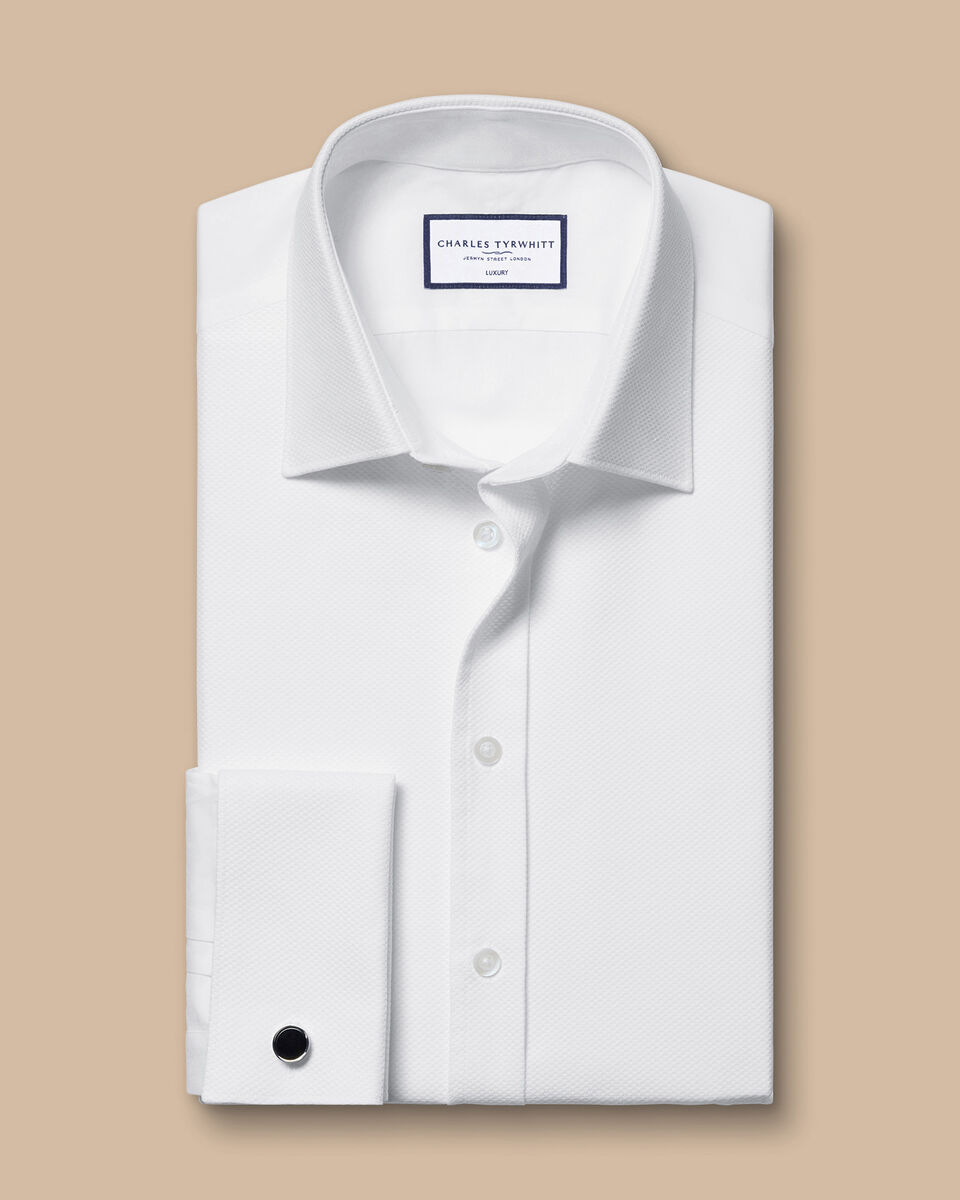 Slim Fit Luxury Windsor Weave Shirt - White