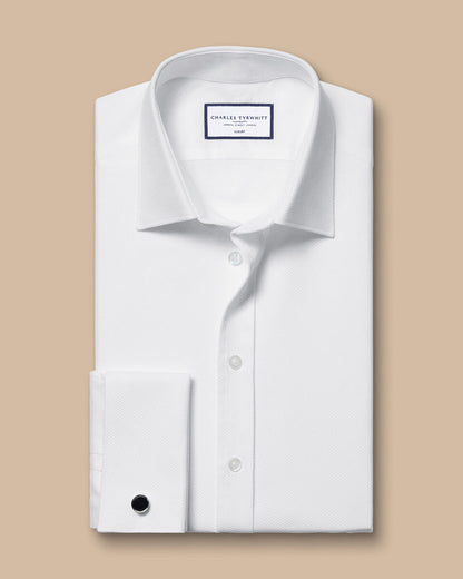 Slim Fit Luxury Windsor Weave Shirt - White