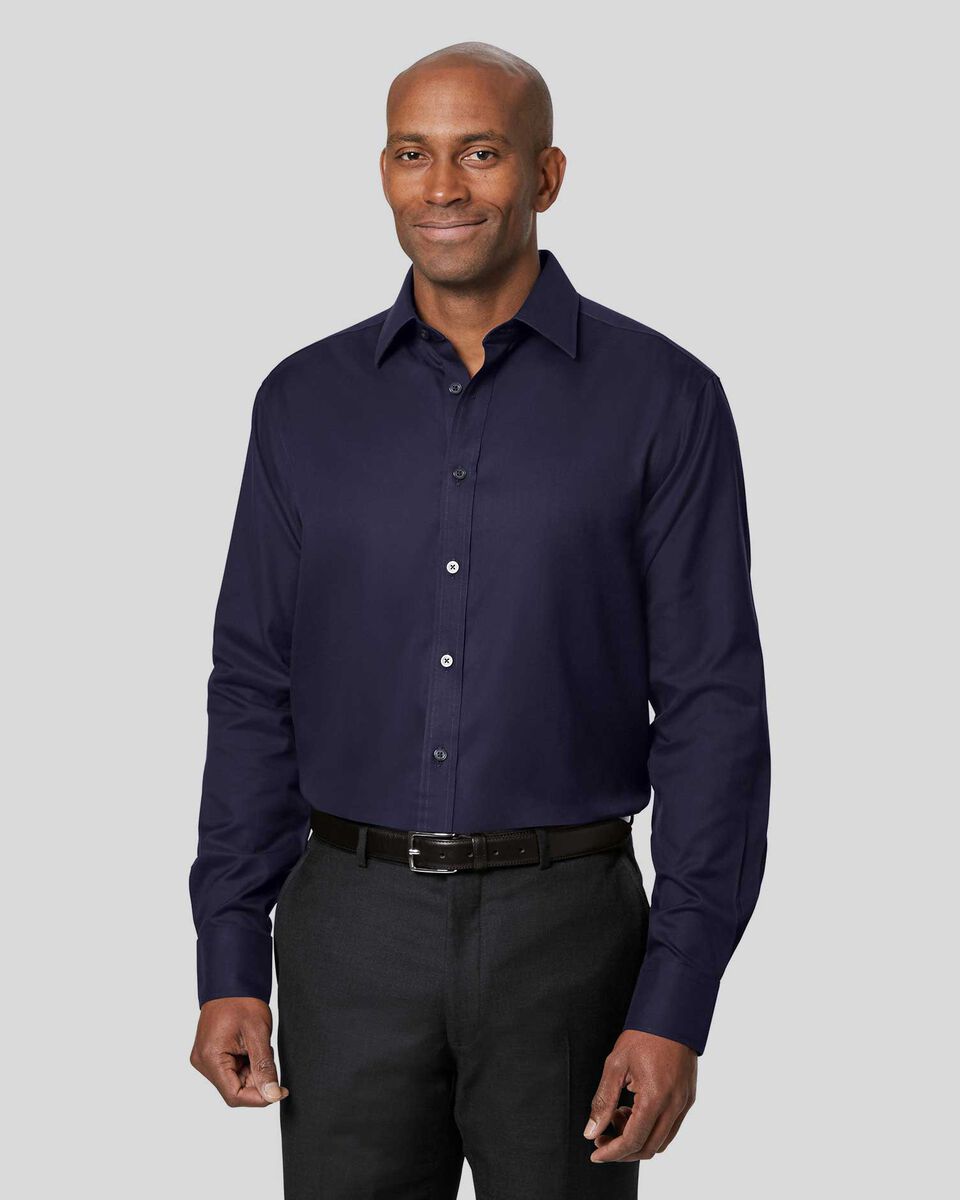 Classic Fit Non-Iron Twill Shirt - Navy