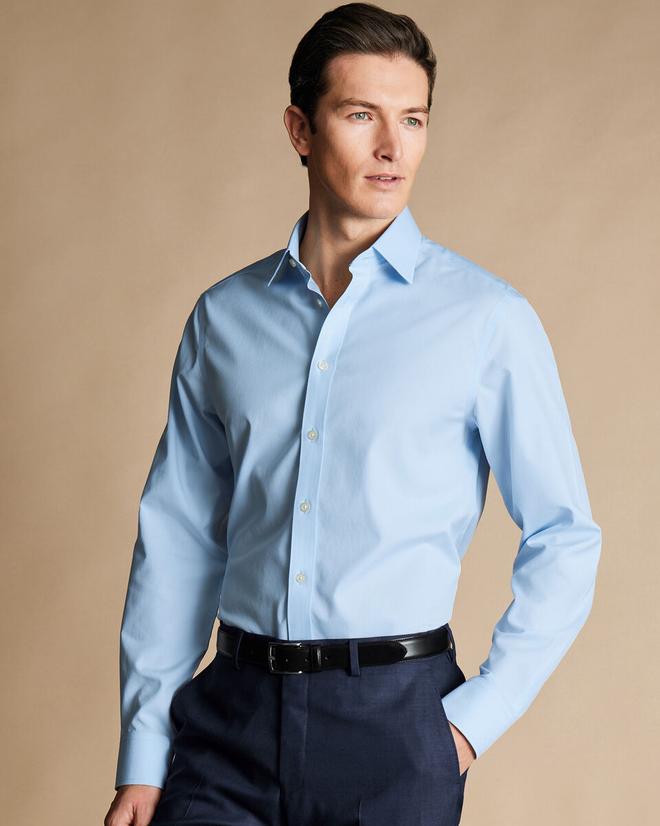 Classic Fit Non-Iron Poplin Shirt - Sky Blue