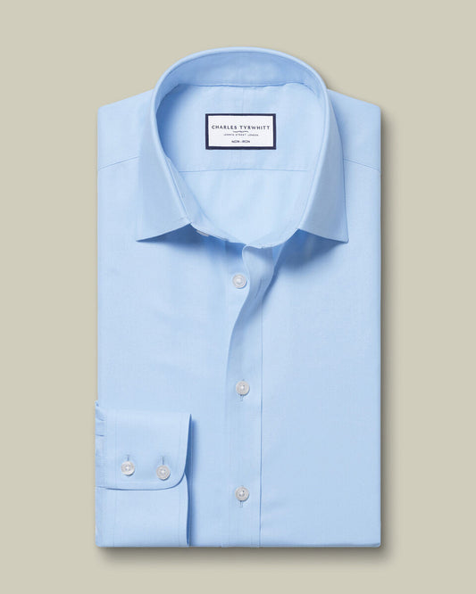 Non-Iron Twill Slim Fit Shirt - Sky Blue