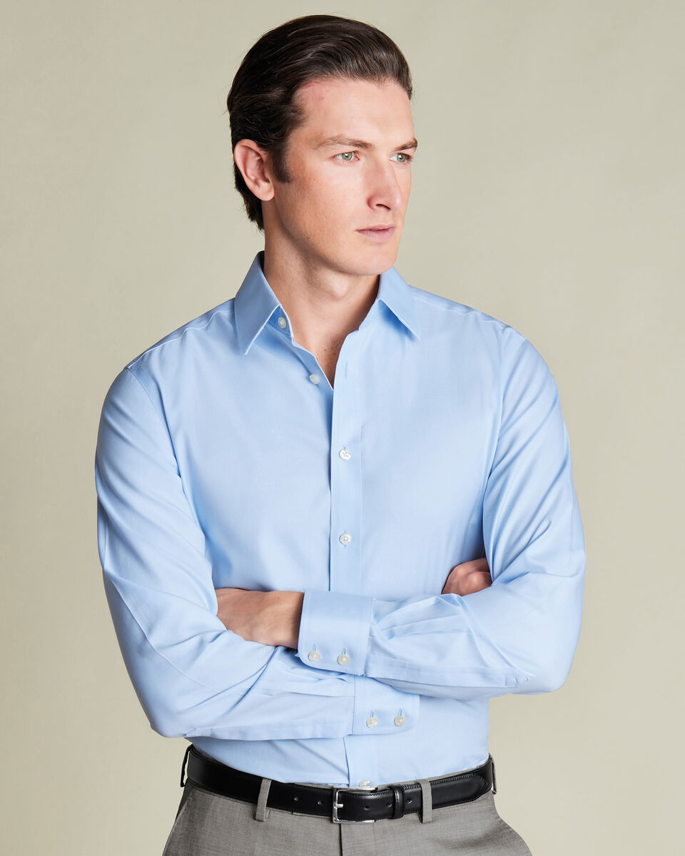 Non-Iron Twill Slim Fit Shirt - Sky Blue