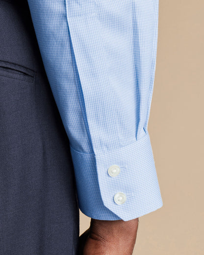 Extra Slim Fit Non-Iron Puppytooth Shirt - Sky Blue