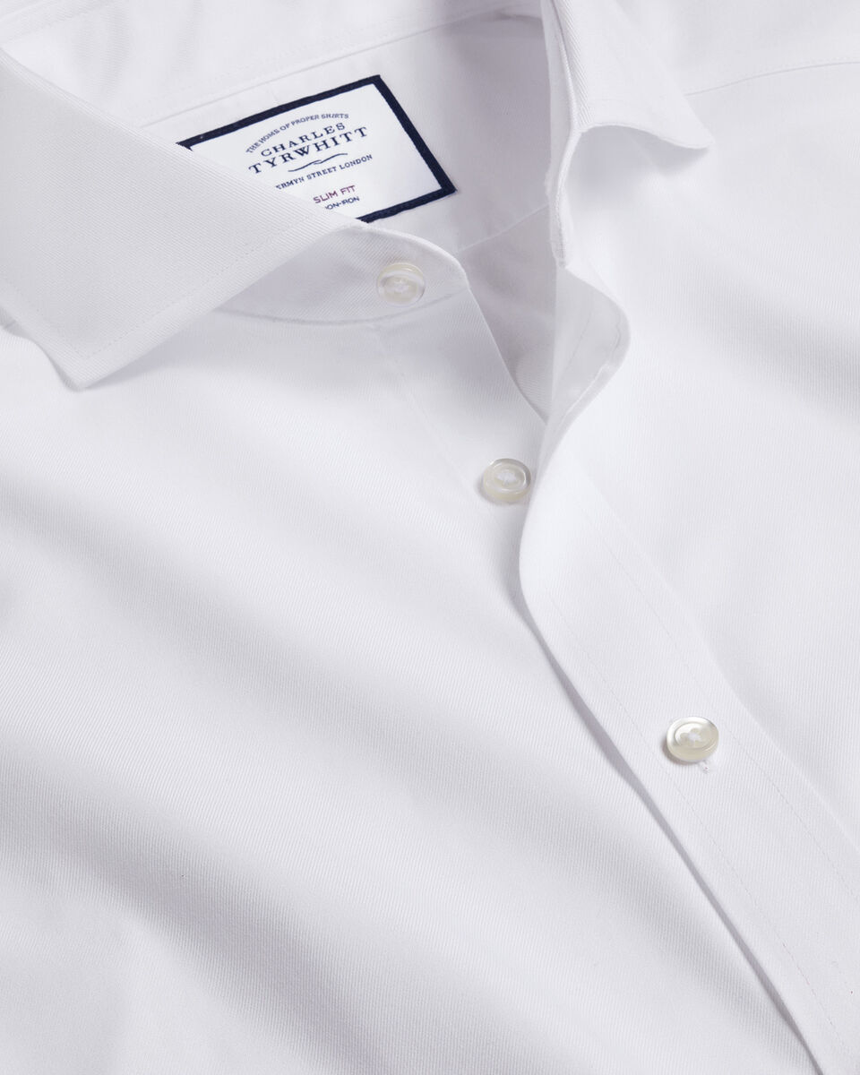 Extra Slim Fit Cutaway Collar Non-Iron Twill Shirt - White