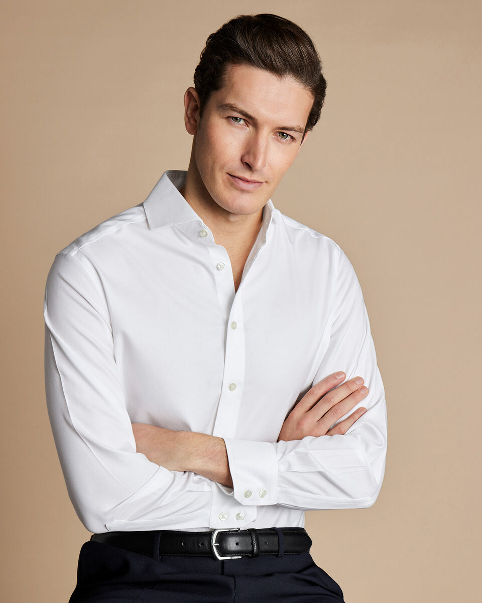 Extra Slim Fit Cutaway Collar Non-Iron Twill Shirt - White