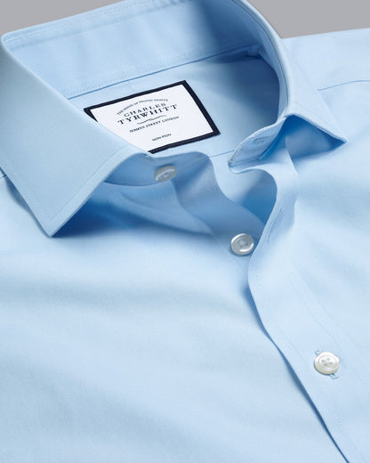 Non-Iron Stretch Poplin Slim Fit Shirt - Sky Blue