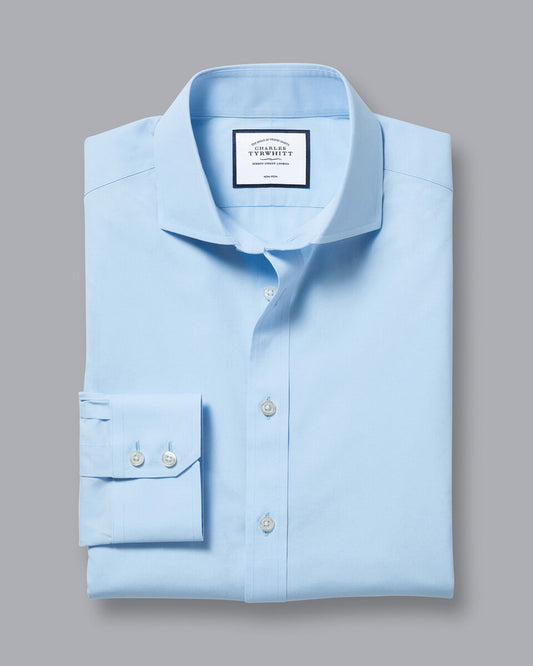 Non-Iron Stretch Poplin Slim Fit Shirt - Sky Blue