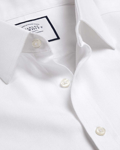 Non-Iron Herringbone Slim Fit Shirt - White