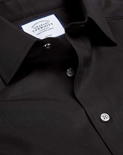 Extra Slim Fit Non-Iron Poplin Shirt Black