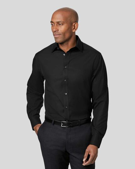 Extra Slim Fit Non-Iron Poplin Shirt Black