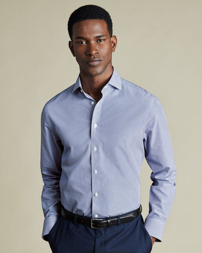 Cutaway Collar Non-Iron Poplin Bengal Stripe Extra Slim Fit Shirt Royal Blue