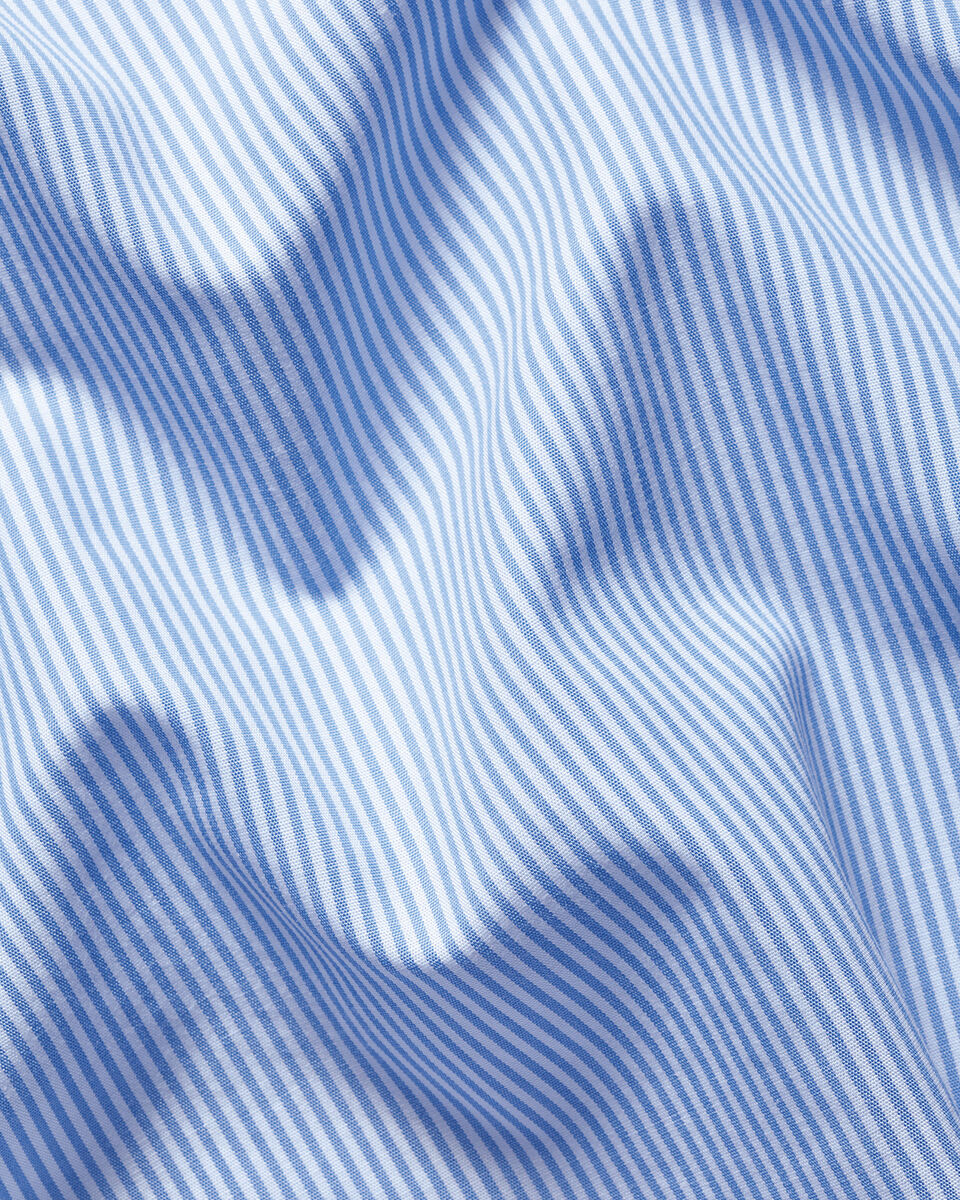 Non-Iron Stretch Poplin Bengal Stripe Extra Slim Fit Shirt – Cornflower Blue