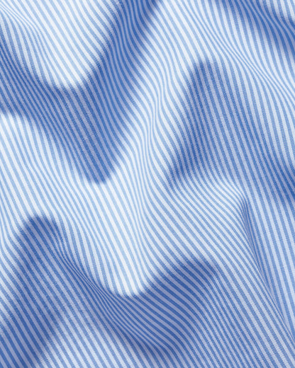 Non-Iron Stretch Poplin Bengal Stripe Extra Slim Fit Shirt – Cornflower Blue