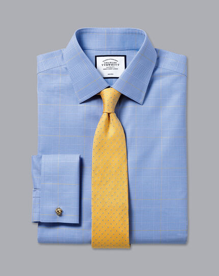 Slim Fit Blue And Gold Prince Of Wales Classic Fit Shirt