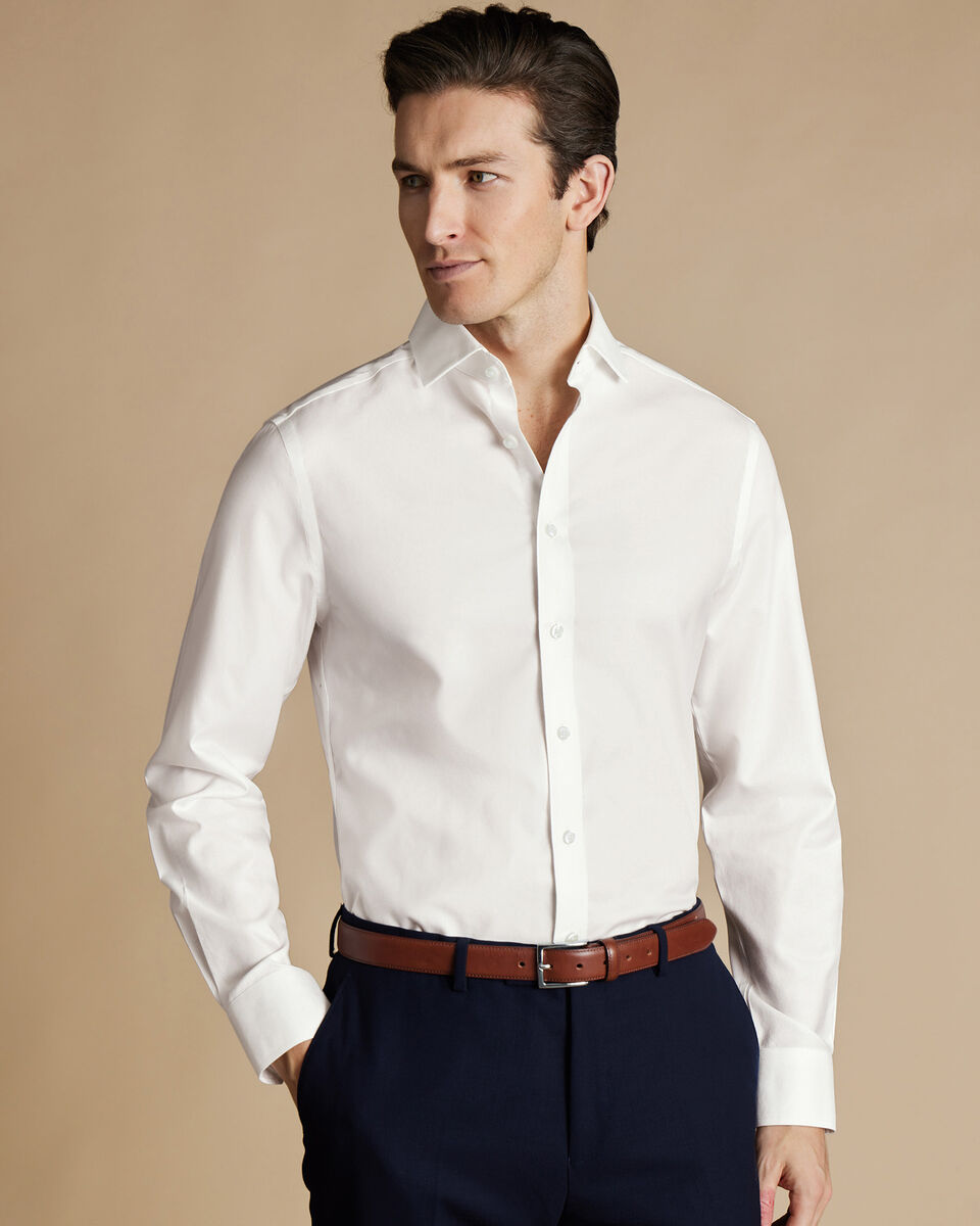 Cream Non-Iron Twill Shirt