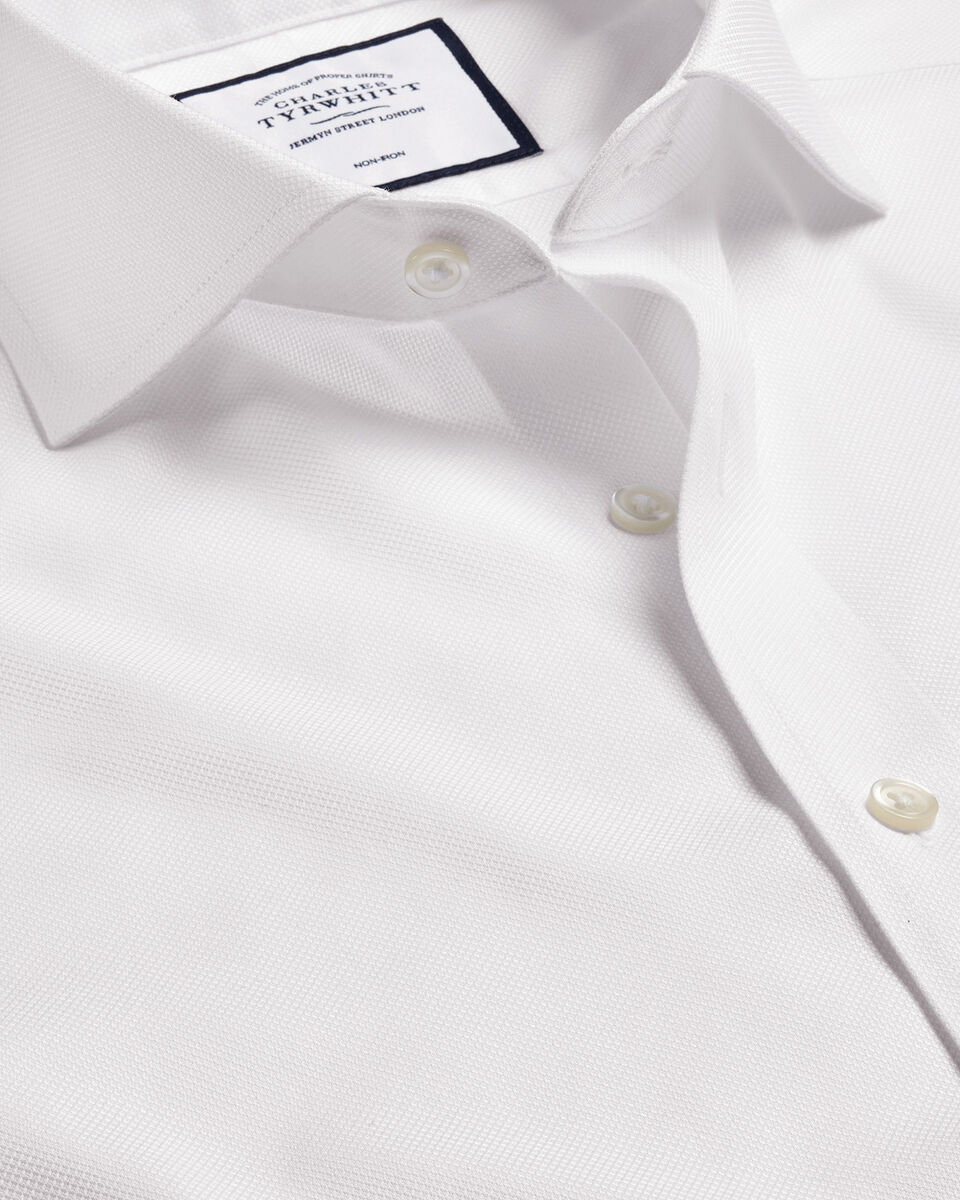 Spread Collar Non-Iron Royal Oxford Extra Slim Fit Shirt - White