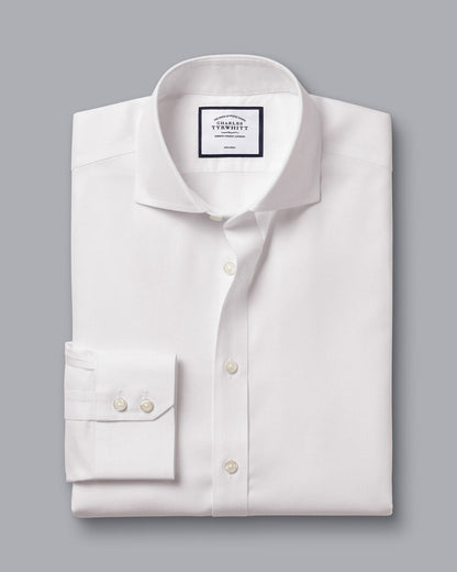 Spread Collar Non-Iron Royal Oxford Extra Slim Fit Shirt - White