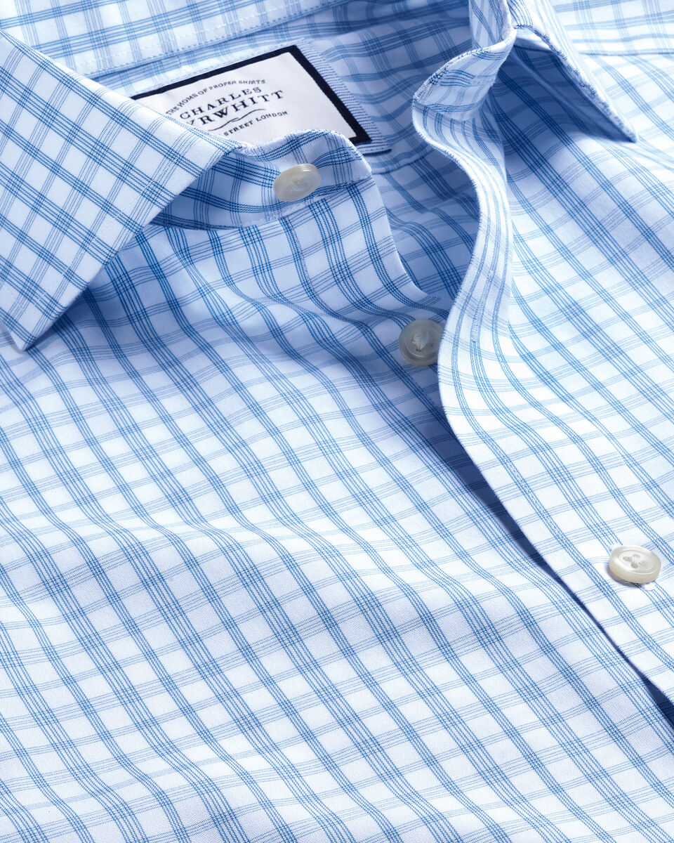 Cutaway Collar Non-Iron Graph Check Slim Fit Shirt - Royal Blue