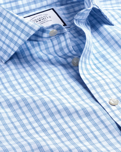 Cutaway Collar Non-Iron Graph Check Slim Fit Shirt - Royal Blue