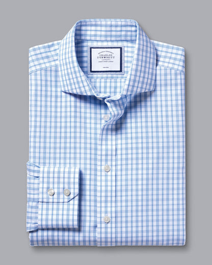 Cutaway Collar Non-Iron Graph Check Slim Fit Shirt - Royal Blue