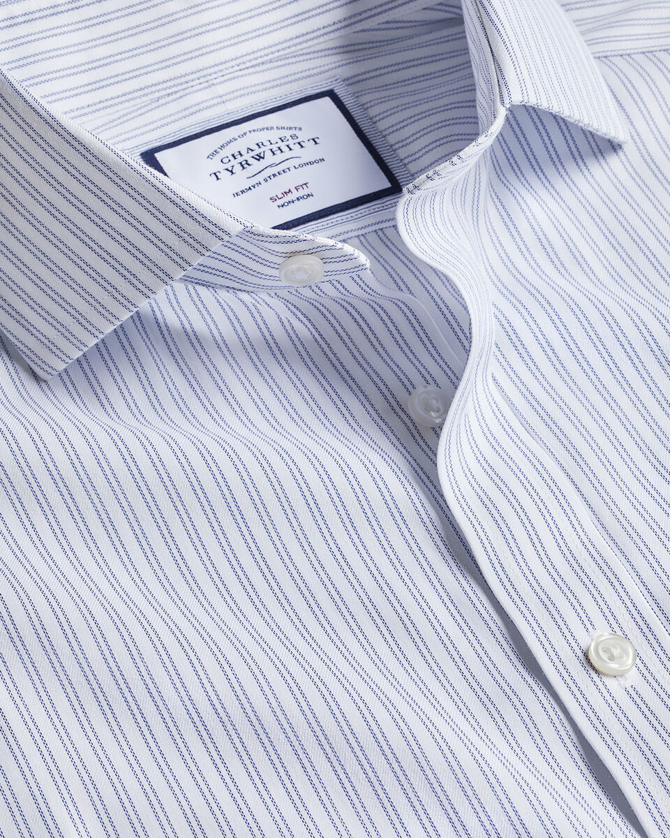 Slim Fit Cutaway Collar Double Stripe Shirt Royal Blue